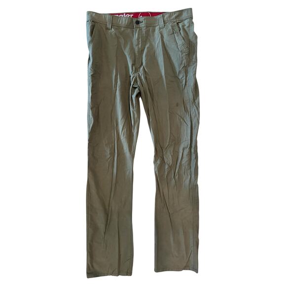 Wrangler Outdoor Performance Pants Mens 36x34 Khaki Stretch Hiking Nylon Cotton - Picture 2 of 8